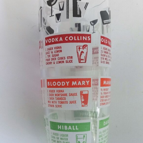 Mid-Century Cocktail Shaker Mixer By Hazel Atlas With 12 Recipes 1950's VTG 9" - Picture 10 of 14